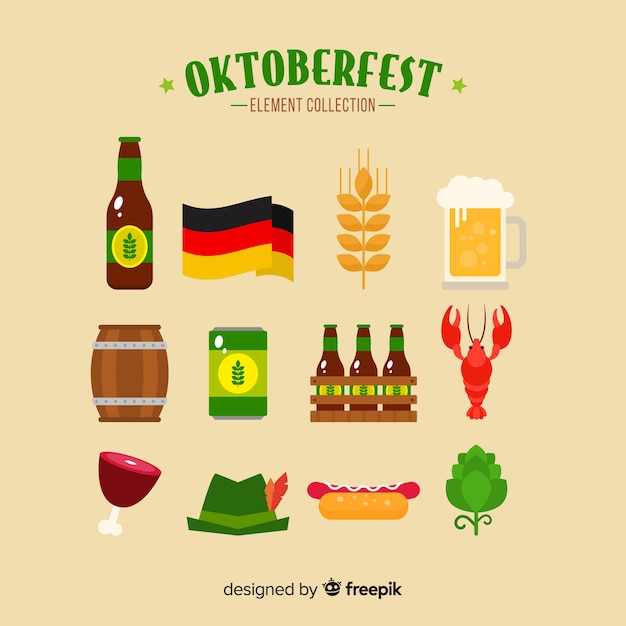 Классический коллектив элементов oktoberfest с плоским дизайном