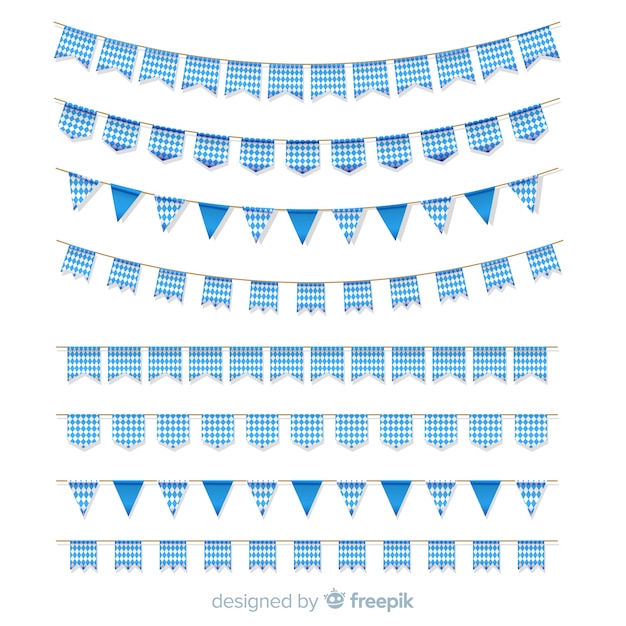 Free vector classic oktoberfest garland collection with flat design