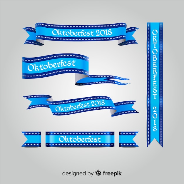 Classic oktoberfest ribbon collection with flat design