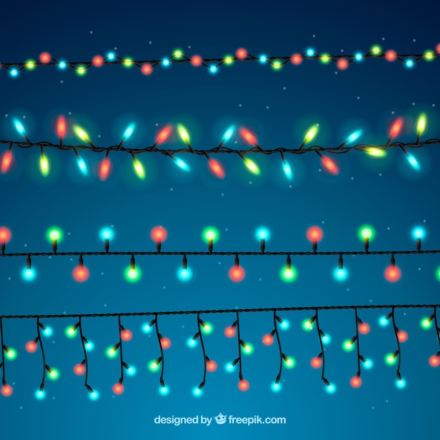 Free vector classic pack of colorful christmas lights