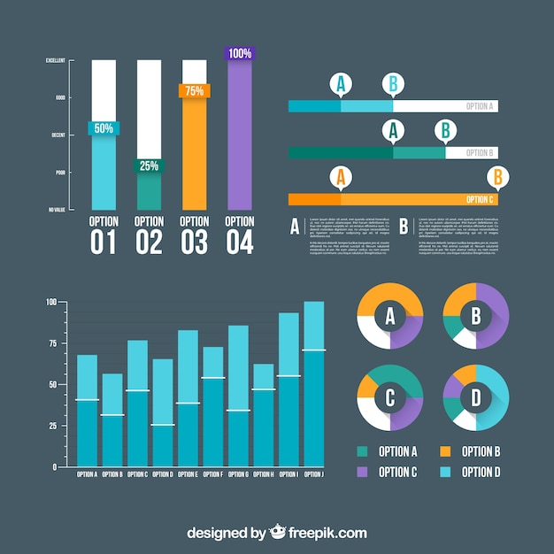 Vettore gratuito confezione classica di elementi infografici