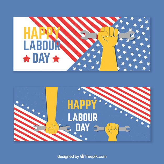 Classic pack of labor day banners with flat design