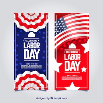 Classic pack of labor day banners with flat design