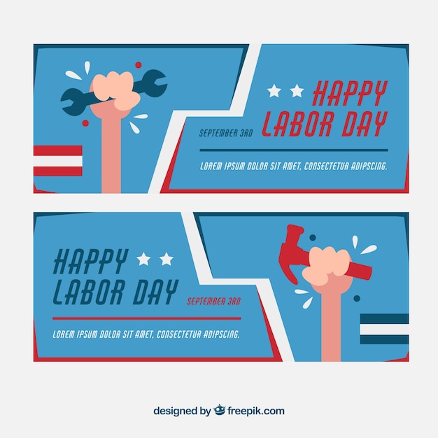 Classic pack of labor day banners with flat design