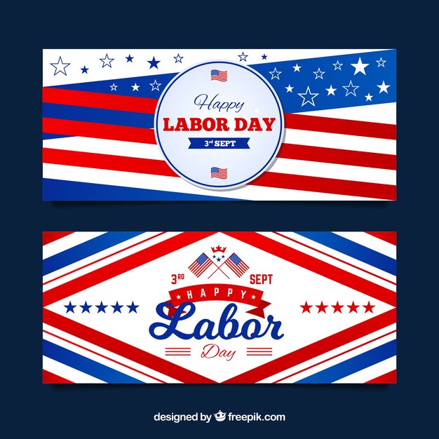 Free vector classic pack of labor day banners with flat design