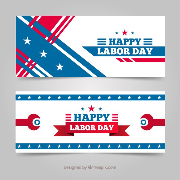 Classic pack of labor day banners with flat design