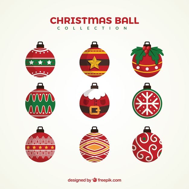 Бесплатное векторное изображение Классический пакет рождественских шаров