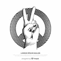 Free vector classic peace fingers with hand drawn style