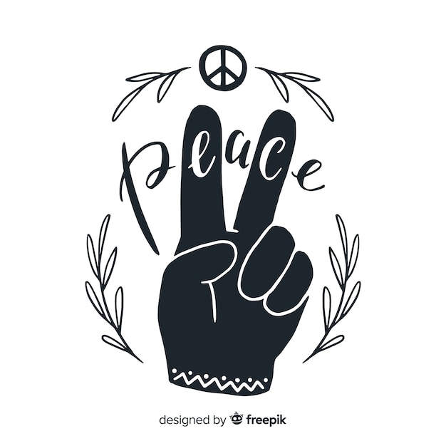 Free vector classic peace fingers with hand drawn style