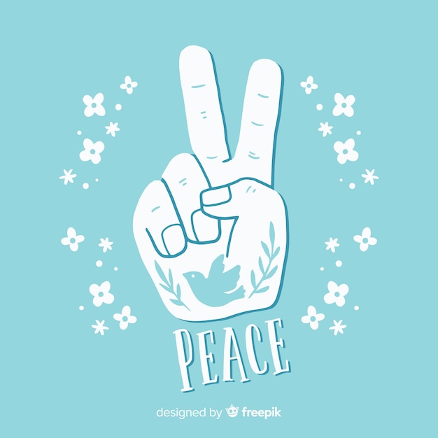 Free vector classic peace fingers with hand drawn style