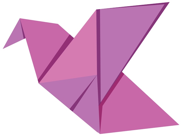 Бесплатное векторное изображение Классическая розовая птица оригами на белом фоне