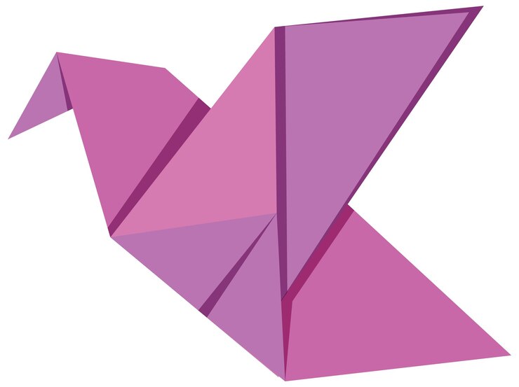 Free Vector classic pink bird origami on white background