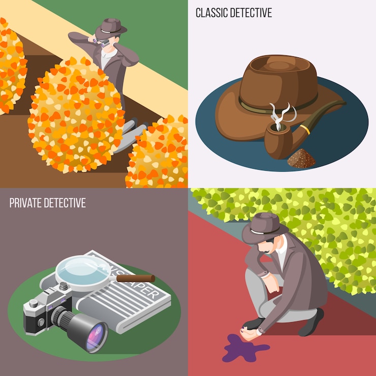 Free Vector classic and private detective banner set