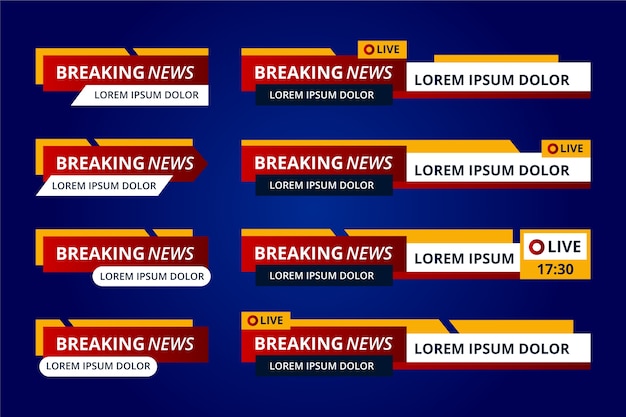 Free vector classic red and yellow breaking news banners