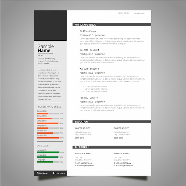 Free vector classic resume template