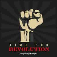 Free vector classic revolution composition with raised fist