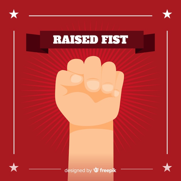 Classic revolution composition with raised fist – Free vector download