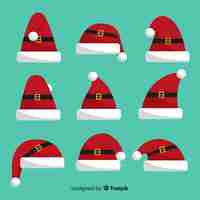 Free vector classic santa's hat collection with flat design