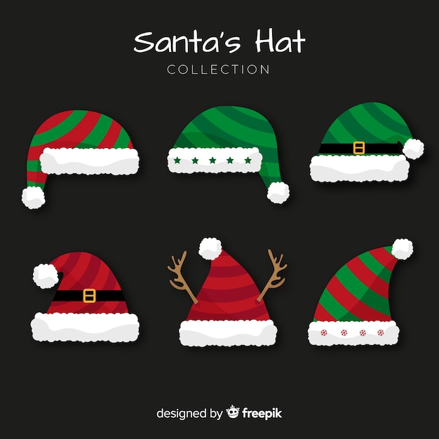 Free vector classic santa's hat collection with flat design