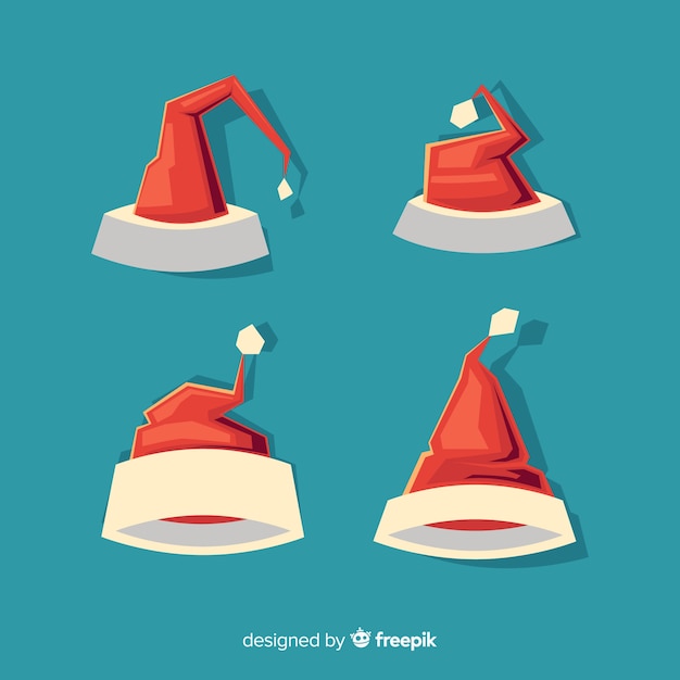 Classic santa's hat collection with flat design