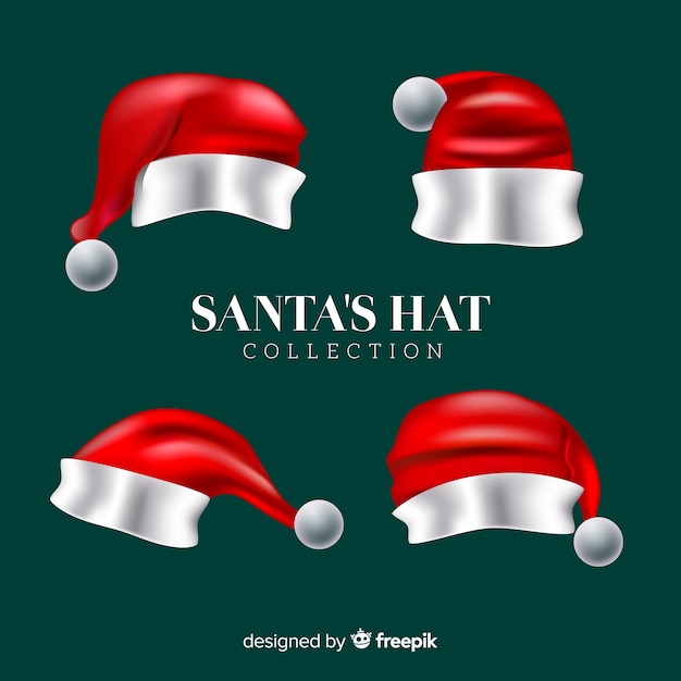 Free vector classic santa's hat collection with realistic design