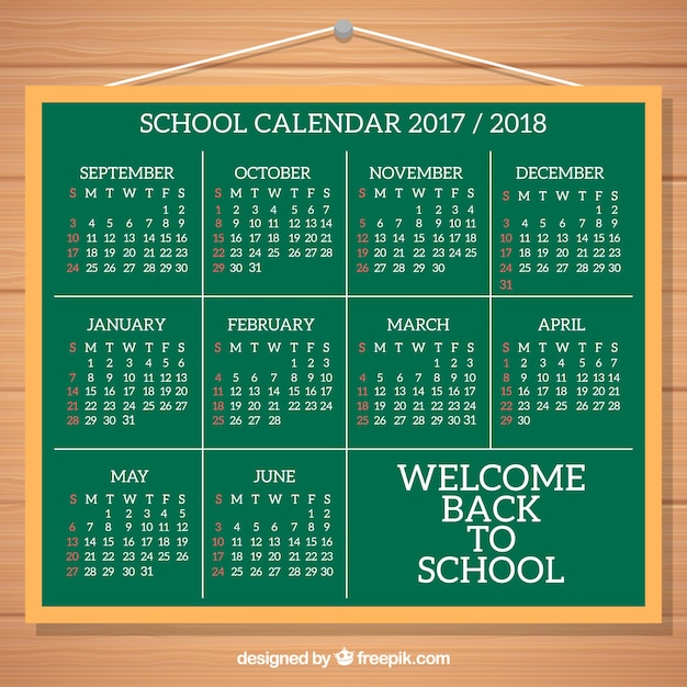 Calendario scolastico classico sulla lavagna