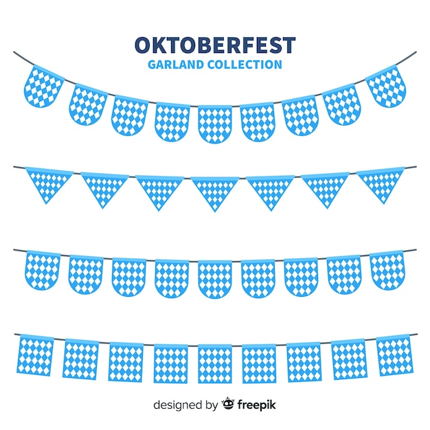 Classic set of oktoberfest garlands with flat design