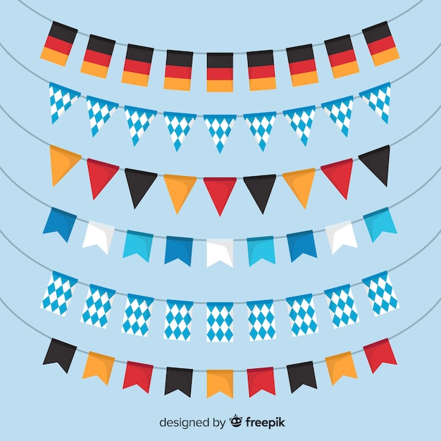 Classic set of oktoberfest garlands with flat design