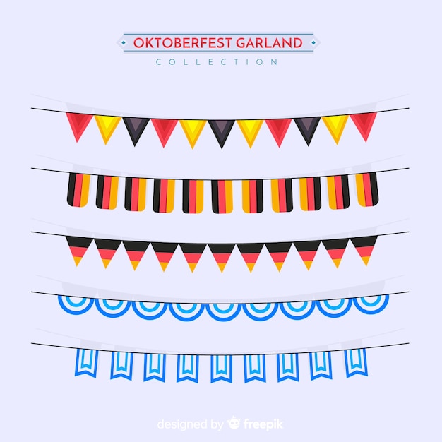 Classic set of oktoberfest garlands with flat design