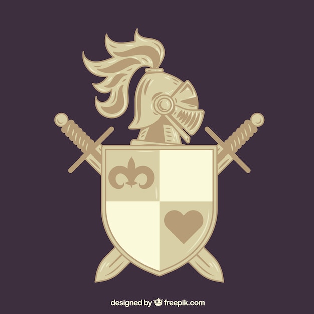 Classic Shield with Helmet and Swords – Free Vector Download for Vector Templates