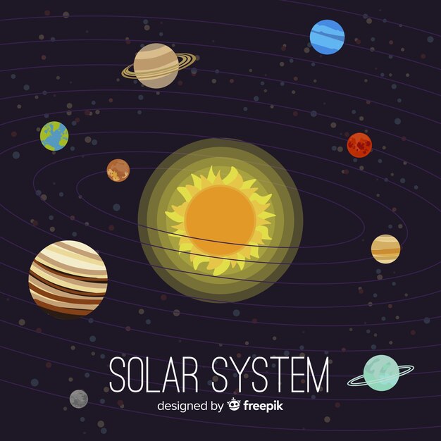 Classic solar system scheme with flat deisgn