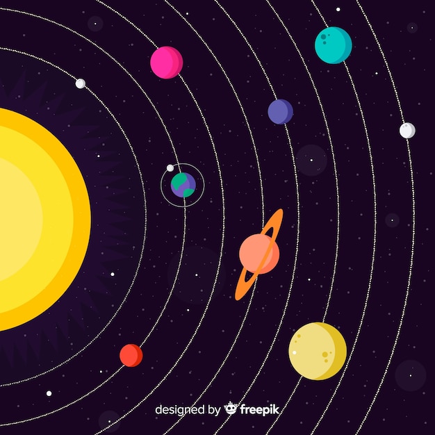 Classic solar system scheme with flat design