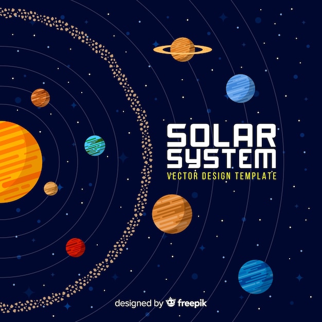 Free vector classic solar system scheme with flat design