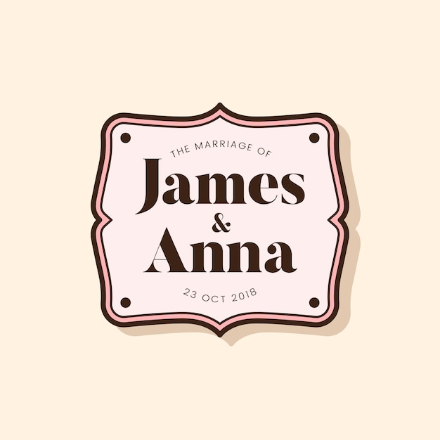 Classic style wedding invitation badge