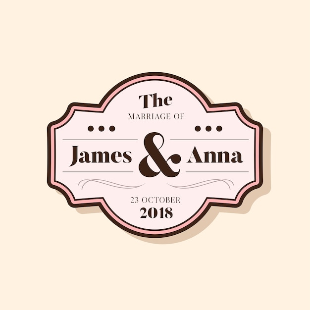 Classic style wedding invitation badge