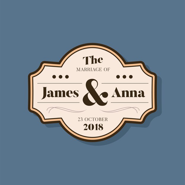 Classic style wedding invitation badge