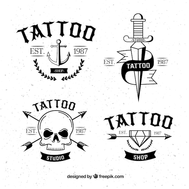 Vettore gratuito collezione di tatuaggio classico