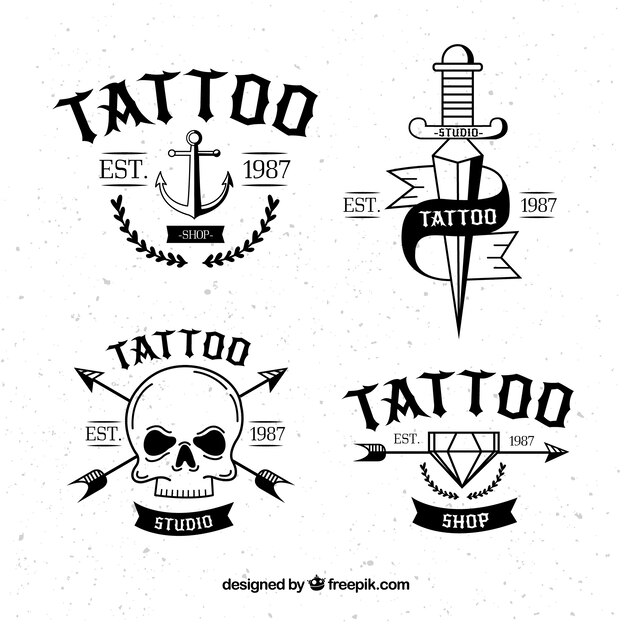 Classic tattoo logo collection
