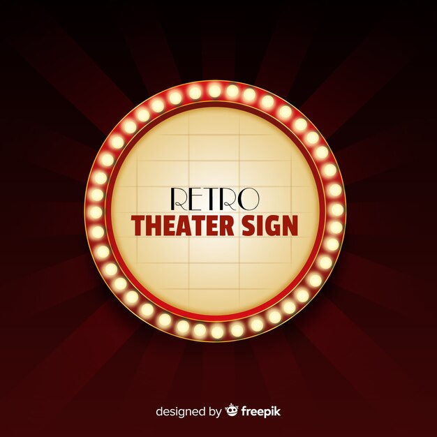 Classic theater sign with neon lights