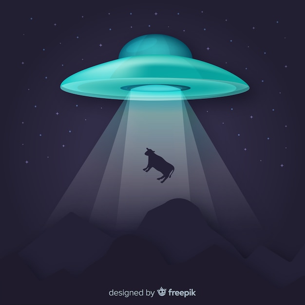 무료 벡터 평면 디자인의 클래식 ufo 납치 개념