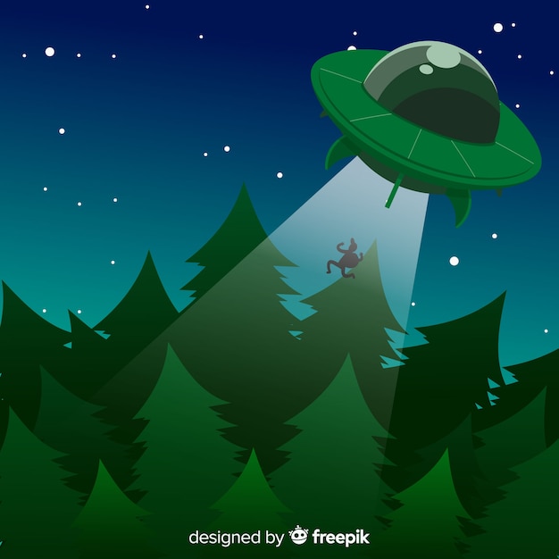 평면 디자인의 클래식 ufo 납치 개념