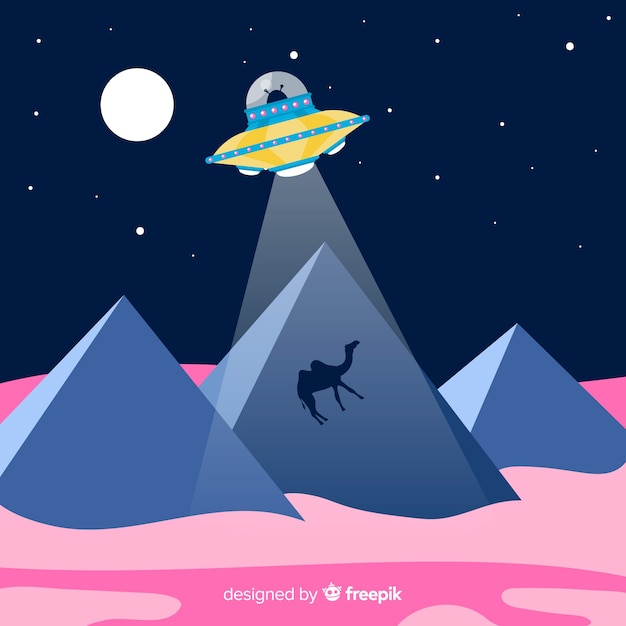 Free vector classic ufo abduction concept with flat design