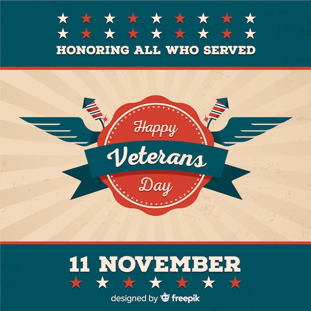 Free vector classic veteran's day composition with vintage design