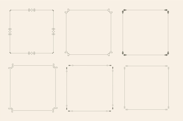 6つの古典的なヴィンテージ装飾装飾フレームセット