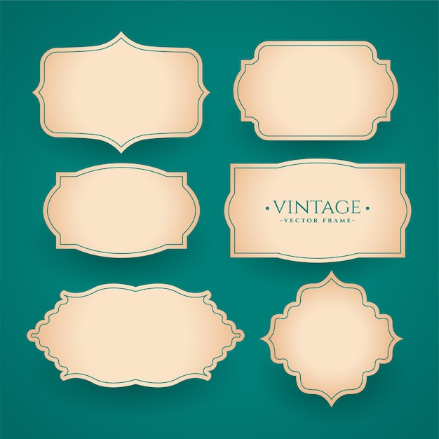 Classic vintage frame labels set of six