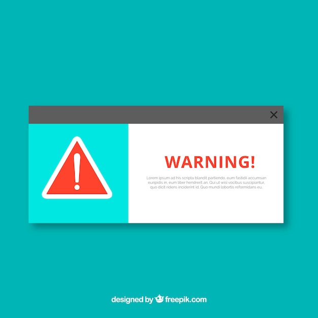 Free vector classic warning pop up with flat design