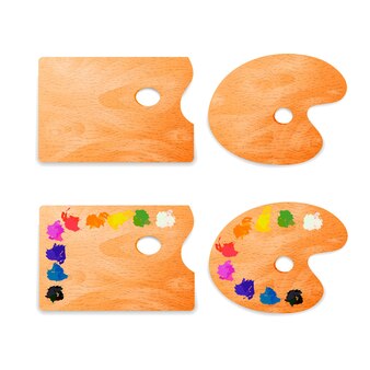 アクリル絵の具とブラシのパレット プレミアムベクター アクリル絵の具とブラシのパレット プレミアムベクター