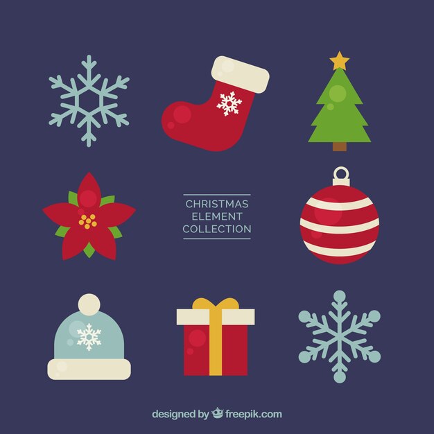 Classical christmas elements with flat design