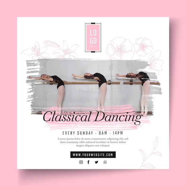 Classical dancing squared flyer template