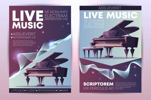 Vettore gratuito festival di musica classica o jazz, concerto orchestrale sinfonico, esibizioni di pianoforte virtuosistico